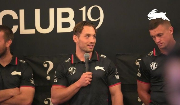 Rabbitohs players speaking at a Club 19 event